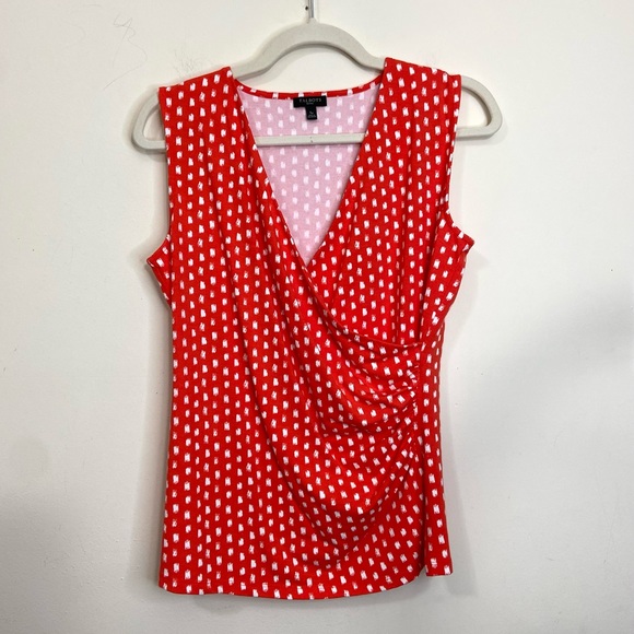 Talbots Women's Size Small Petite Surplice Polkadot Sleeveless Top Blouse NICE!! - Picture 2 of 7